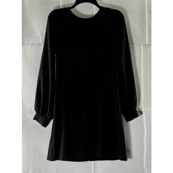 HUTCH Women's Black Solid Button-Shoulder Detail Long Sleeve Mini Dress SZ 8 - Picture 2 of 8